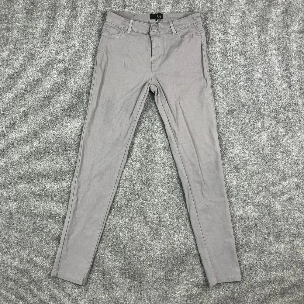 Hype Pants Womens Size 9 Gray Skinny Casual Stretch Mid‎ Rise Modern Basic Soft
